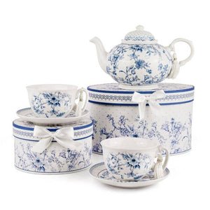 Blue Flowers Porcelain Cup and Saucer Set in Gift Box