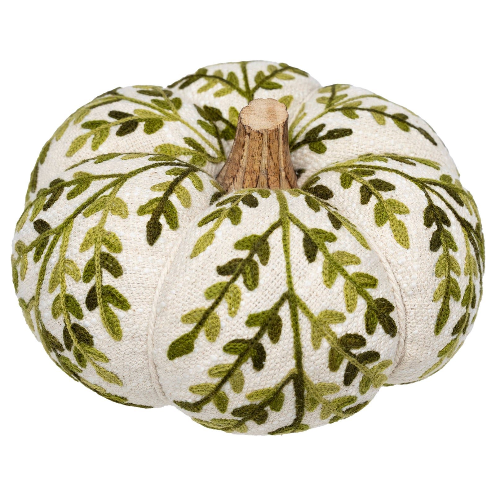 6.25" Green Leaf Embroidered Pumpkin Fall Autumn