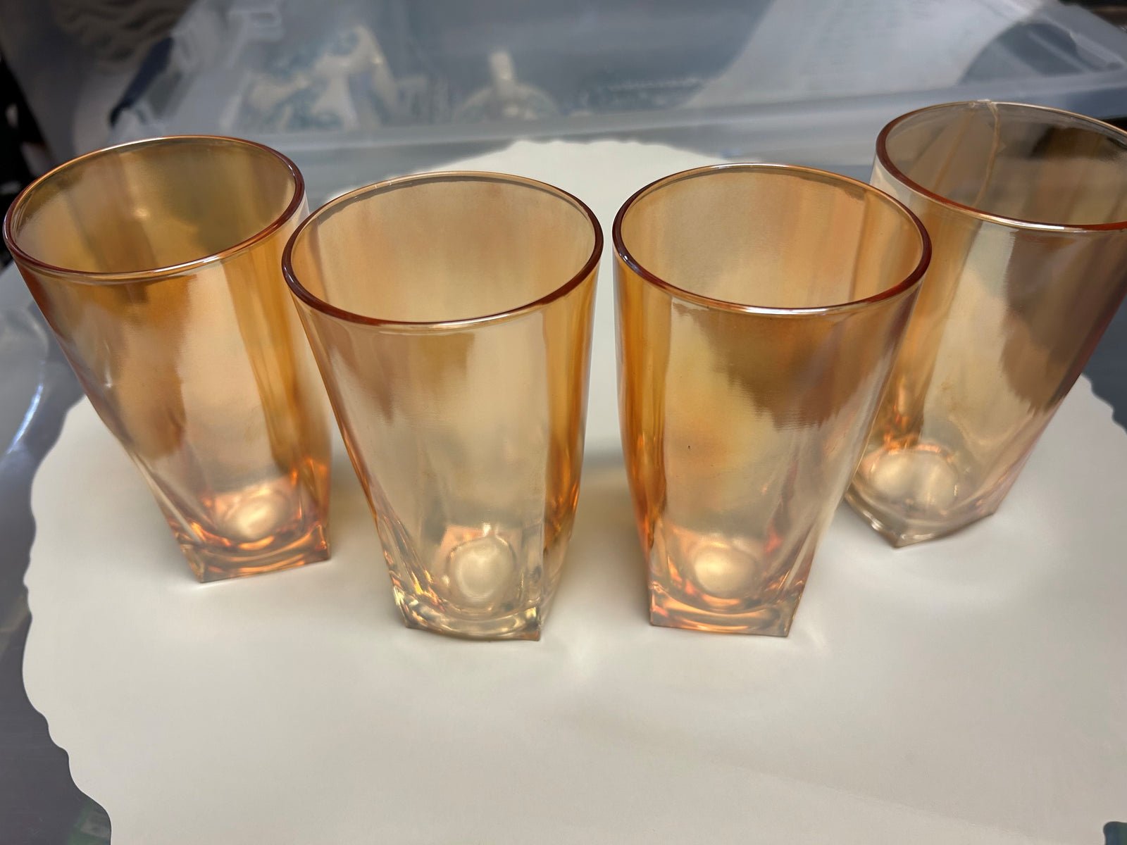 Set of 4 Carnival glass tumbers