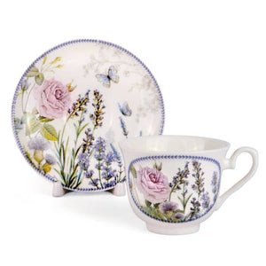 Lavender Porcelain Tea/Coffee Cup and Saucer in Gift Box