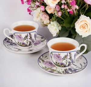 Lavender Porcelain Tea/Coffee Cup and Saucer in Gift Box
