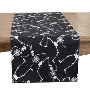 Spooky Skeletons Table Runner: Black / 16"x72"