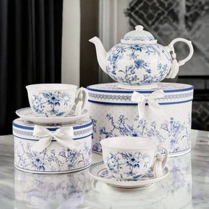 Blue Flowers Porcelain Cup and Saucer Set in Gift Box
